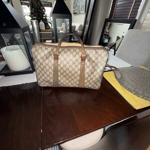 Vintage Gucci Beige and Brown Tote Bag